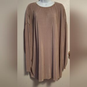 Michael Carrie Beige Long Sleeve Pleated Tunic Size M
